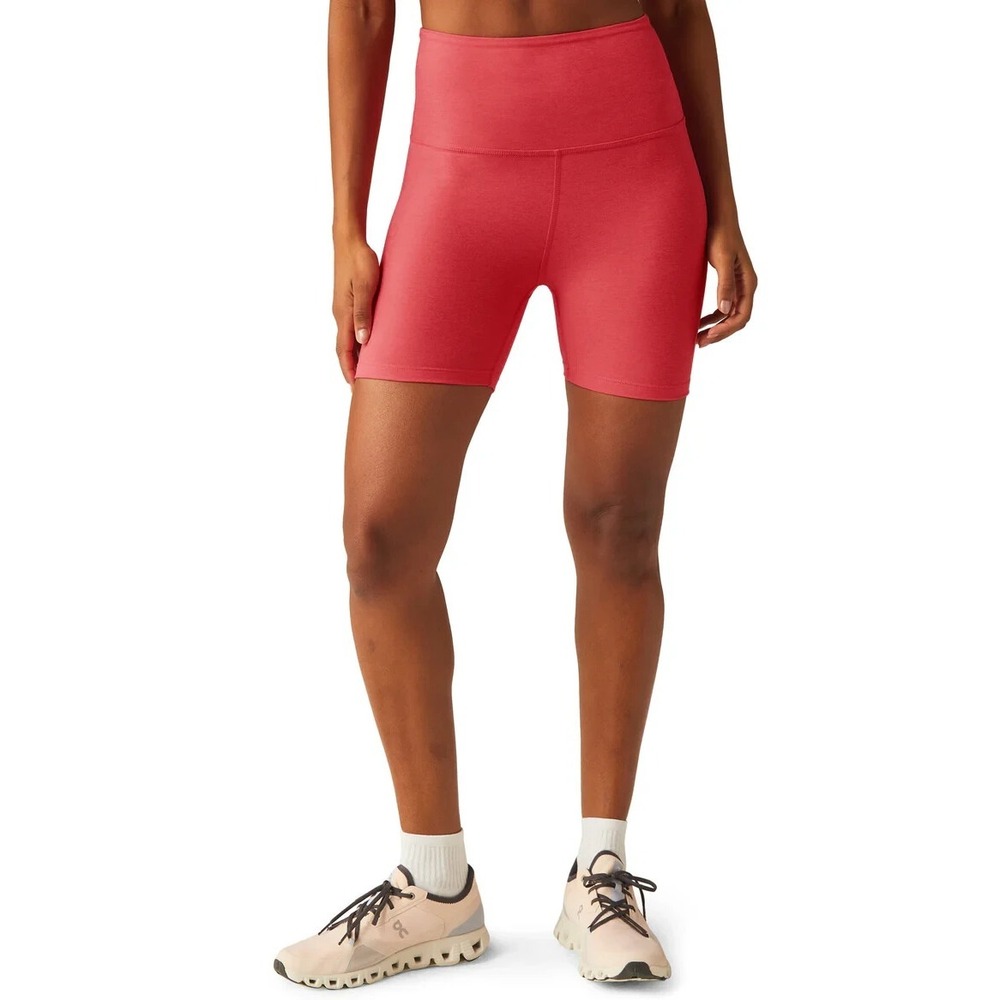Beyond Yoga Women's Coral Glow Heather Spacedye Keep Pace 7" Biker Short XS NWT